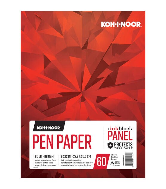 KOH I NOOR 60 sheet 9''x12'' Pen Paper Pad with Inkblock Panel