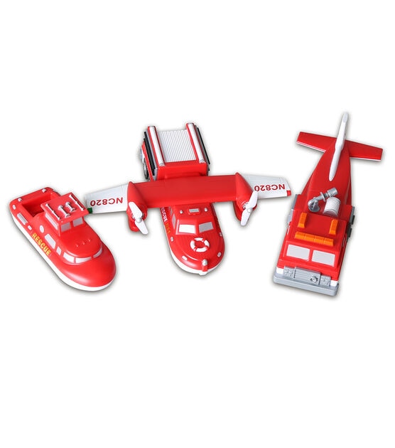 Popular Playthings 3ct Magnetic Mix or Match Fire & Rescue Vehicles Set, , hi-res, image 2