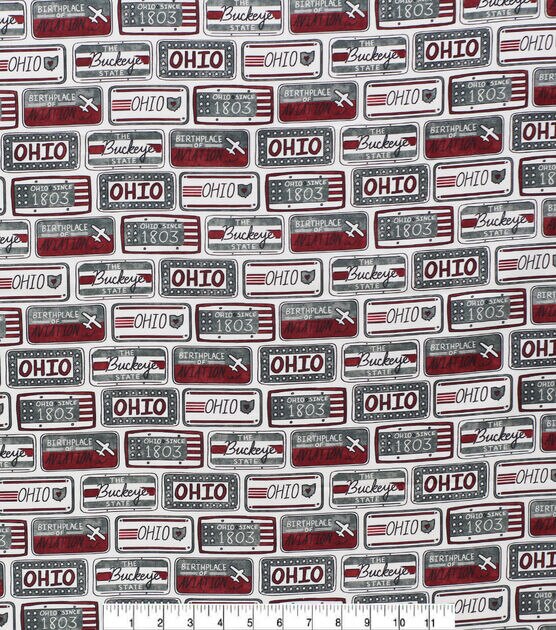 Ohio License Plate State Pride Cotton Fabric, , hi-res, image 2