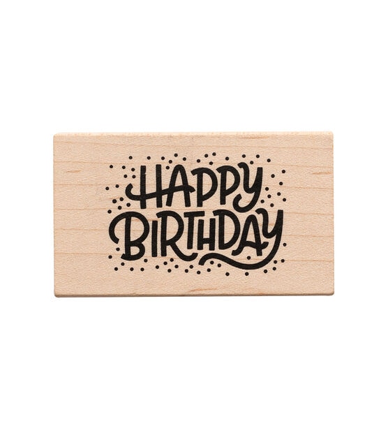 American Crafts Wooden Stamp Happy Bday