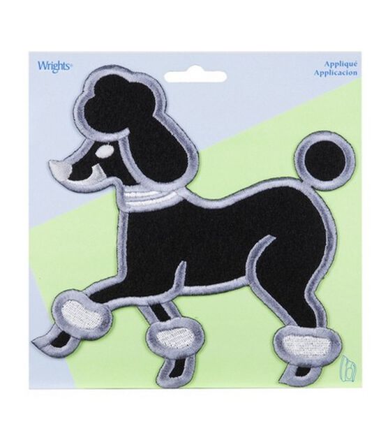 Wrights Iron-On Applique Poodle Black/White X Large, , hi-res, image 1