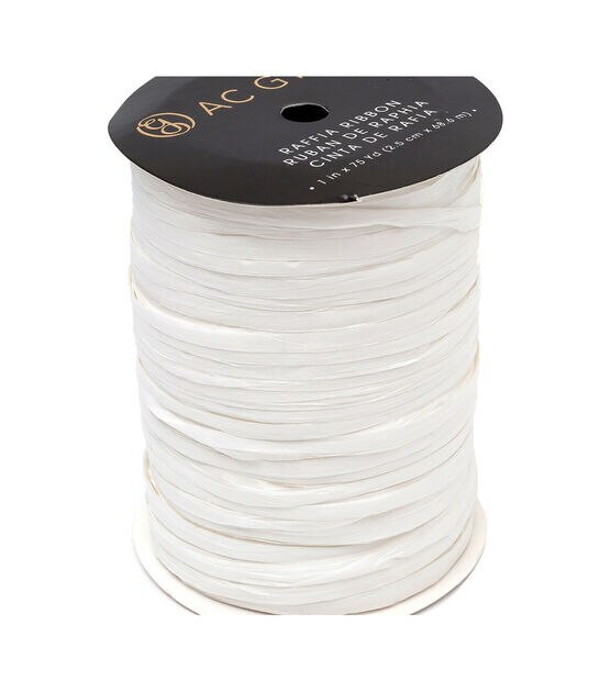 American Crafts 1" x 75yd White Raffia Ribbon