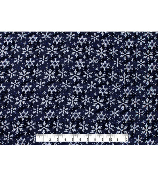 Snowflakes on Blue Texture Christmas Cotton Fabric, , hi-res, image 4