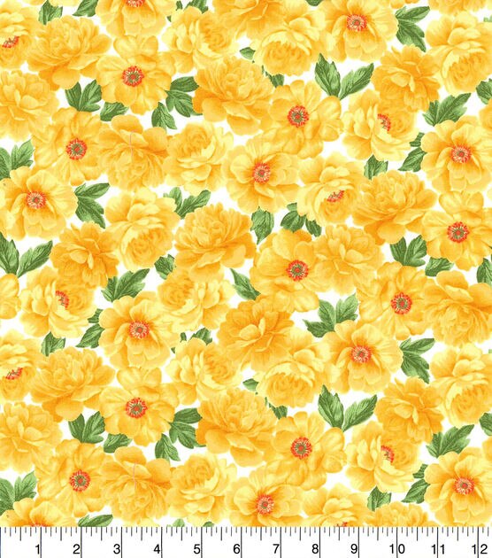 Fabric Traditions Large Yellow Floral Cotton Fabric by Keepsake Calico
