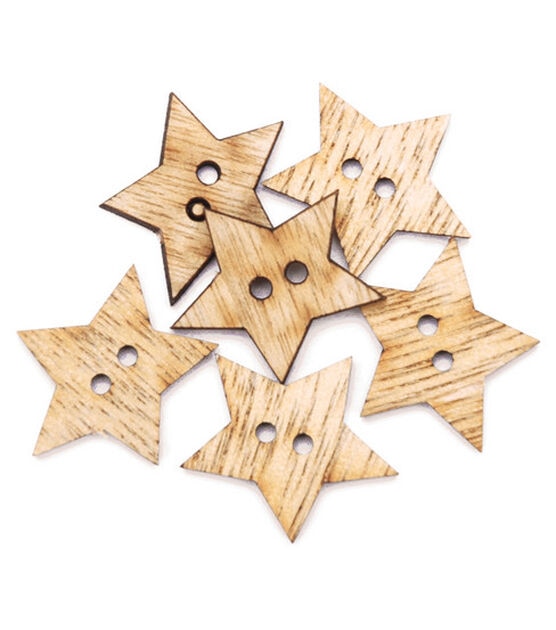 Favorite Findings 6pk Wood Simple Stars 2 Hole Buttons