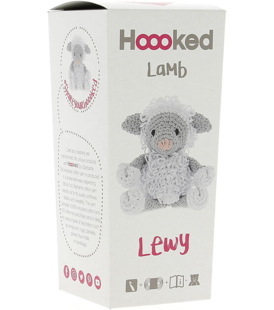 Hoooked White & Gray Lamb Lewy Crochet Kit, , hi-res, image 2