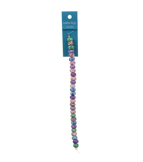7" Multicolor Flowers Rondelle Clay Bead Strand by hildie & jo