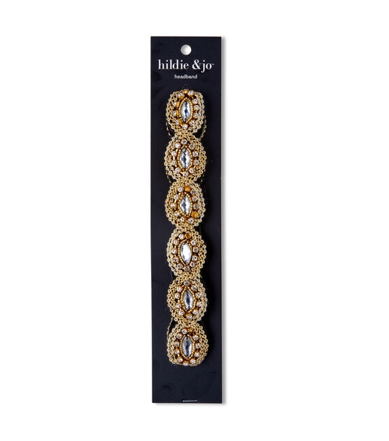 Gold & Clear Braided Headband With Beads & Crystals by hildie & jo