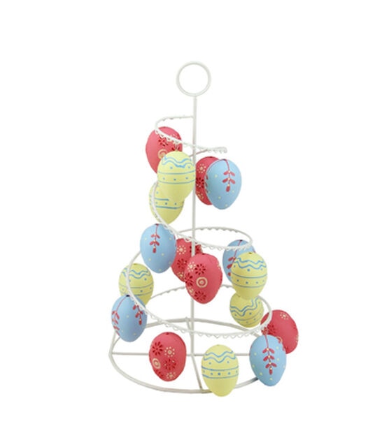Northlight Easter 14.25" White and Pink Floral Cut Out Easter Egg Tree