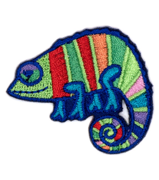 2" x 1.5" Rainbow Iguana Iron On Patch by hildie & jo, , hi-res, image 2