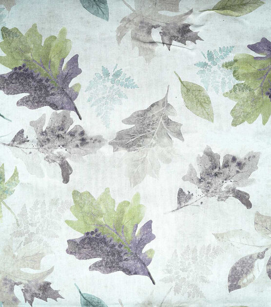 Meadow Leaves Mauve Cotton Canvas Fabric