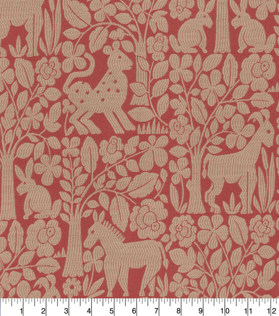Waverly Upholstery Decor Fabric Forest Friends Persimmon