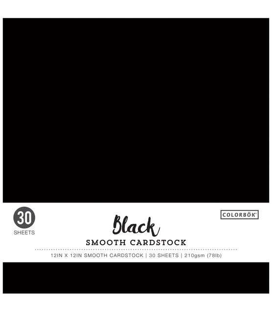 Colorbok 78lb Smooth Cardstock 12"X12" 30 Pkg Black