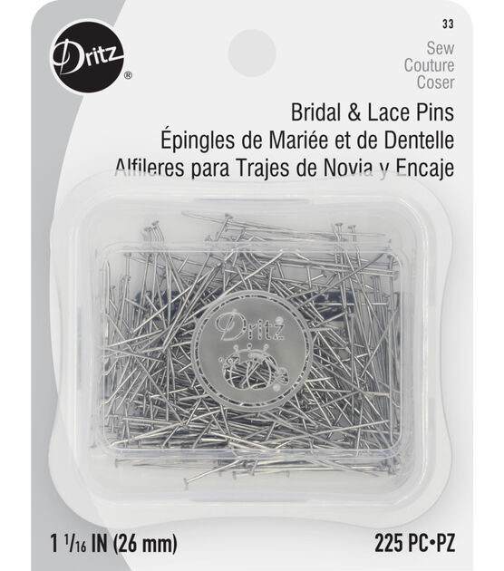 Dritz 1-1/16" Bridal &  Lace Pins, Nickel, 225 pc