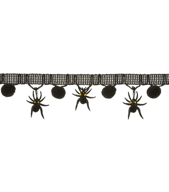 Maker's Halloween Spider & Pom Trim 1.5''x1 yd