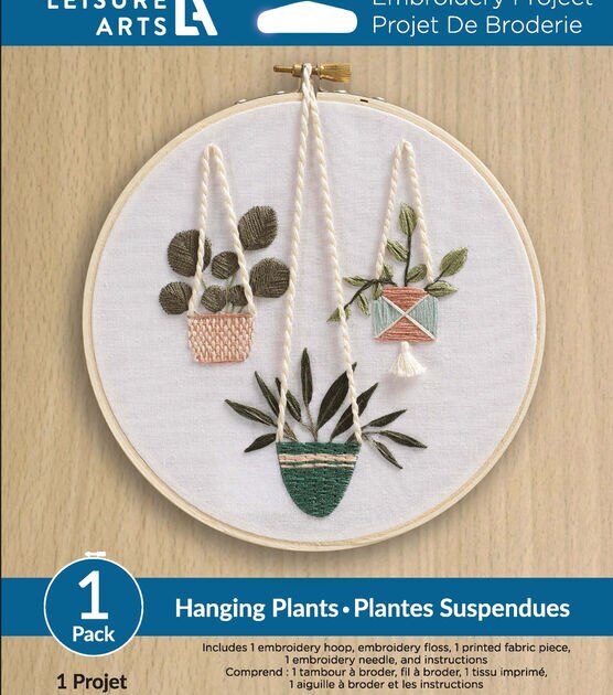 Leisure Arts 6 Hanging Plants Embroidery Kit