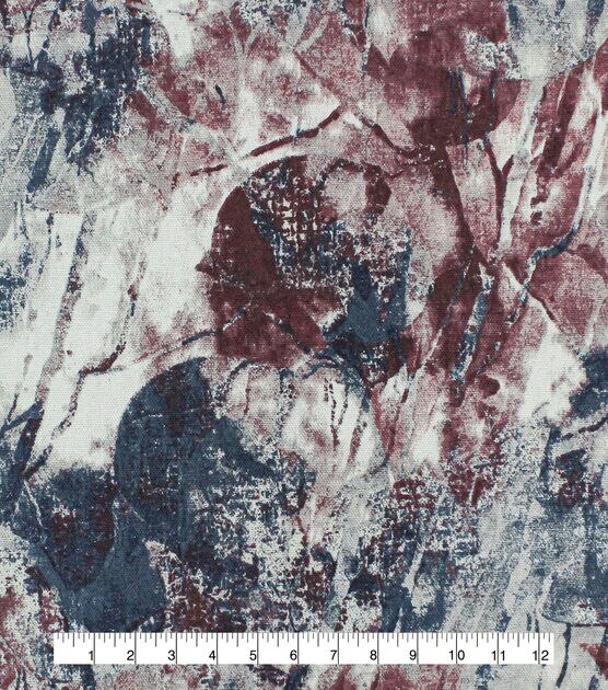 Blue Tan Burgundy Marble Texture Cotton Canvas Fabric, , hi-res, image 2