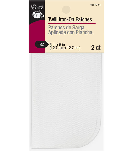 Dritz Twill Iron-On Patches, White, 2 pc
