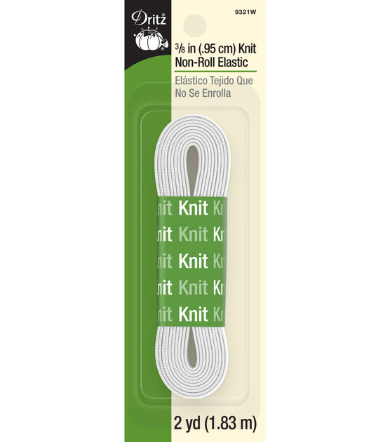 Dritz 3/8" Knit Non-Roll Elastic, White, 2 yd