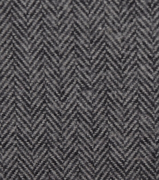 Grey & Black Herringbone Brushed Cotton Fabric, , hi-res, image 2