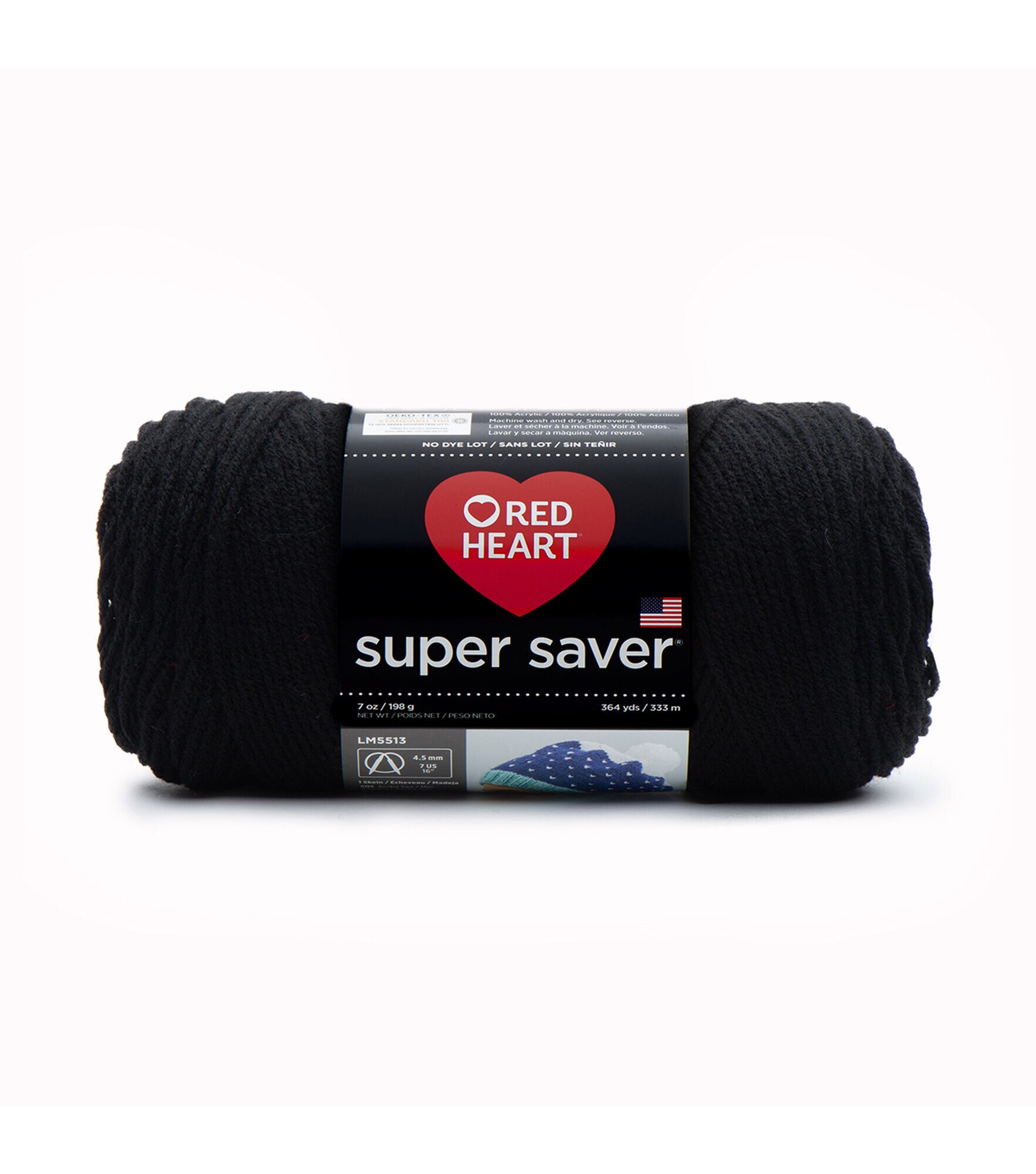 Red Heart Super Saver Worsted Acrylic Yarn, Black, hi-res