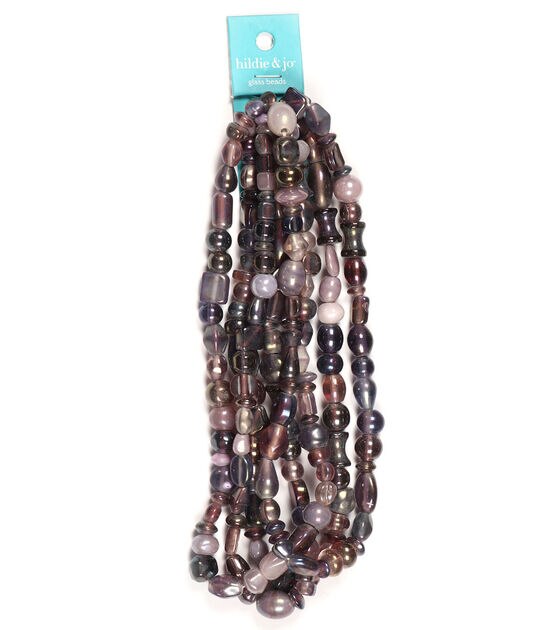 14" Dark Purple Multi Strand Glass Beads by hildie & jo