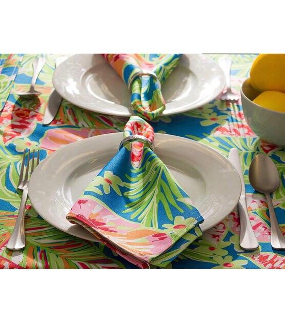 Design Imports Summer Floral Outdoor Tablecloth Round 60", , hi-res, image 3