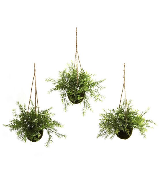 Nearly Natural Mini Ruscus, Sedum & Sperengeri Hanging Basket