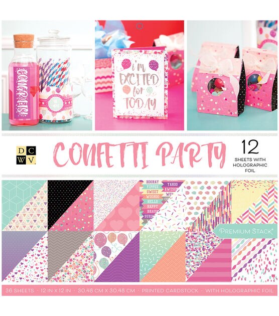 DCWV 36 Sheet 12" x 12" Confetti Party Printed Cardstock