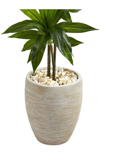 Nearly Natural 4ft. Dracaena Plant in Sand Colored Planter, , hi-res, image 3