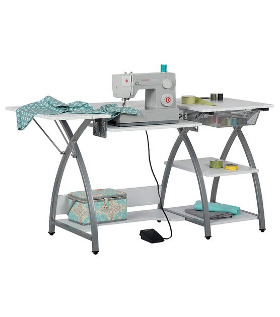 Sew Ready Dart Sewing Machine Table with Folding Top, White