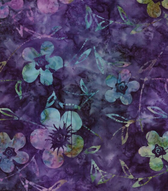 Legacy Studio Batik Cotton Fabric  Purple Blue Floral, , hi-res, image 2
