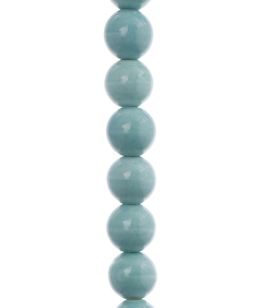 7" Aqua Rondelle Ceramic Bead Strand by hildie & jo, , hi-res, image 2