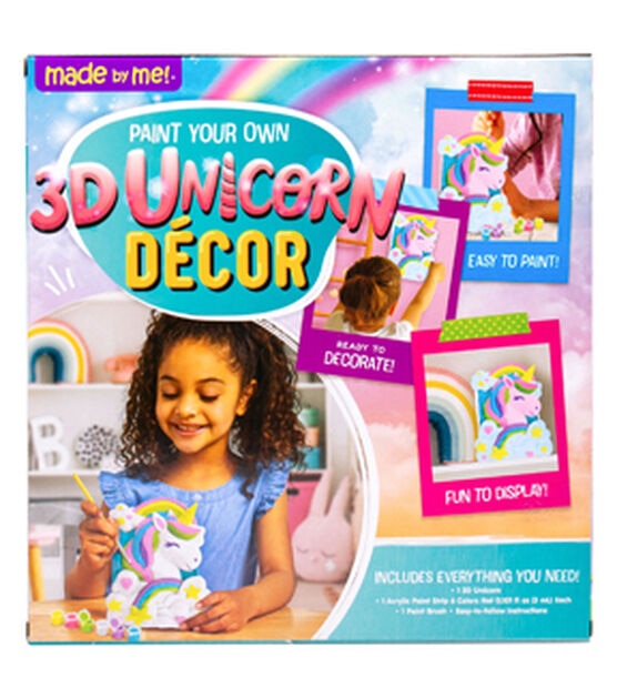 Made By Me 3ct Paint Your Own 3D Unicorn Decor, , hi-res, image 3