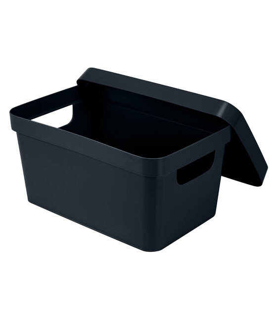 Simplify 10" Charcoal Vinto Storage Box With Lid, , hi-res, image 2