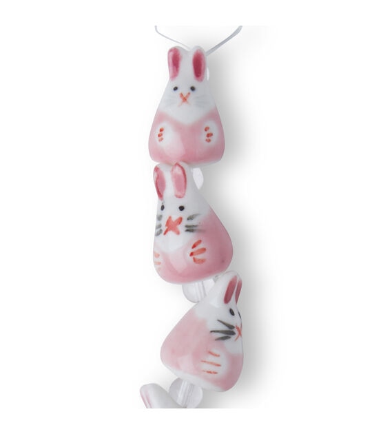 7" Pink Ceramic Bunny Beads by hildie & jo, , hi-res, image 3