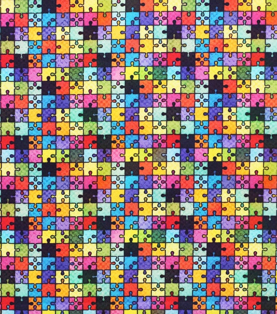 Multicolor Puzzle Pieces Quilt Cotton Fabric by Keepsake Calico