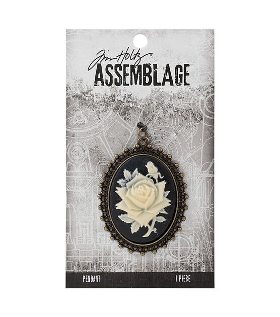 Tim Holtz Assemblage 2" Rose Cameo Pendant