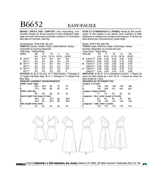 Butterick B6652 Size XS to M Misses Dress & Jumpsuit Sewing Pattern, , hi-res, image 2
