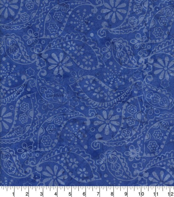 Paisley Blue Batik Cotton Fabric, , hi-res, image 1