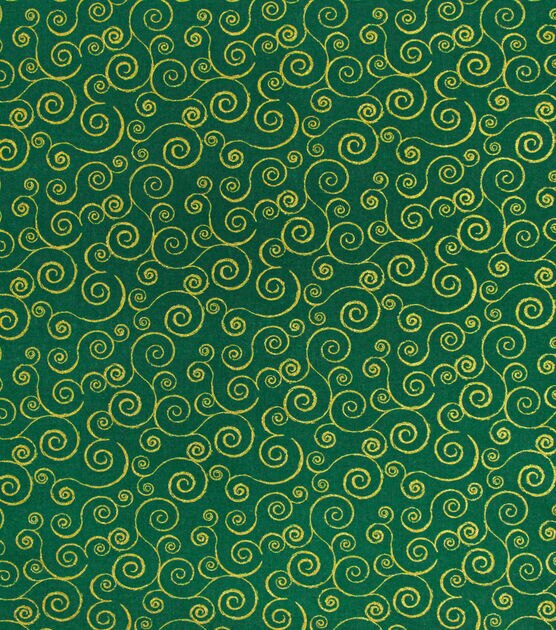 Scrolls Christmas Glitter Cotton Fabric, , hi-res, image 1