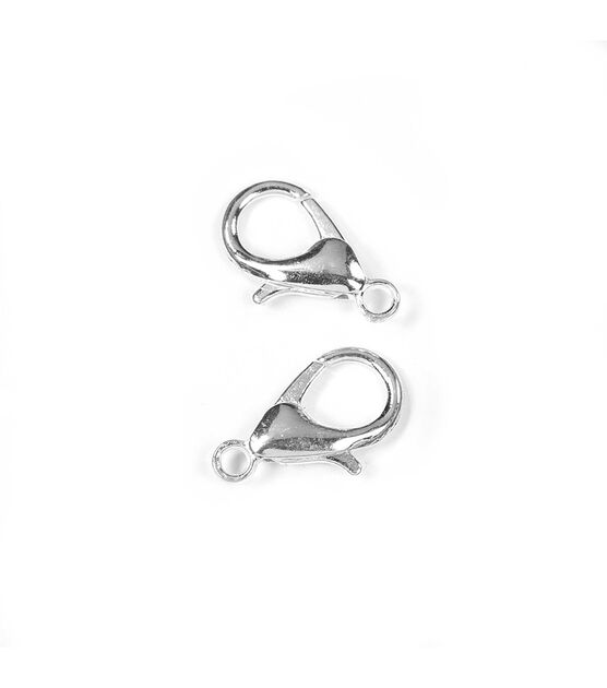 10mm x 21mm Shiny Silver Metal Lobster Clasps 2pk by hildie & jo