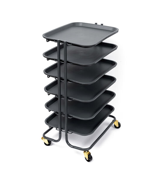 We R Memory Keepers Black Storage Project Cart With 6 Trays & 4 Wheels