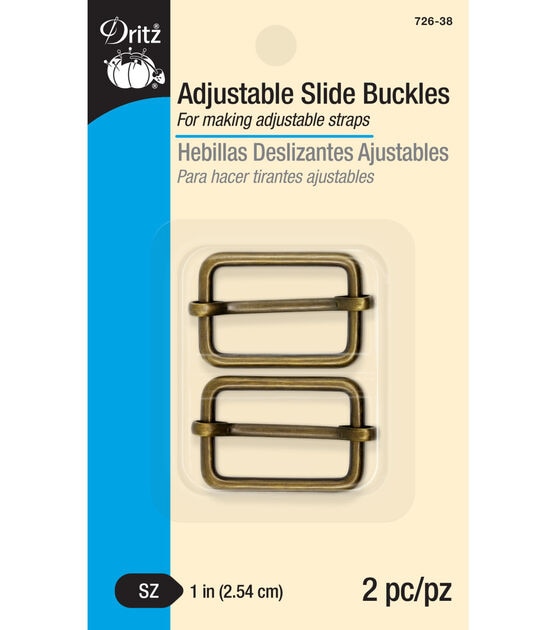 Dritz 1" Adjustable Slide Buckles, Antique Brass, 2 pc