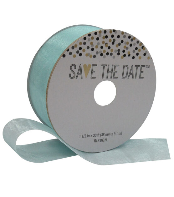 Save the Date 1.5'' X 30' Ribbon Blue Sheer