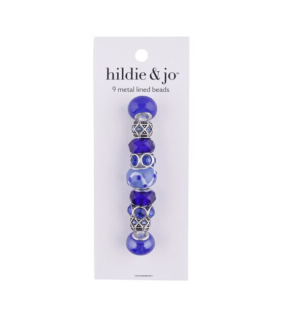 15mm Navy Metal Lined Glass Beads 9ct by hildie & jo