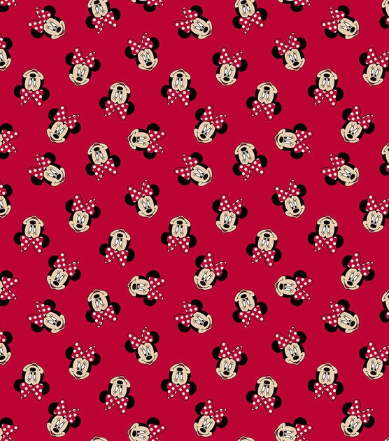 Disney Minnie Mouse Cotton Fabric  Tossed Minnie Heads, , hi-res, image 2