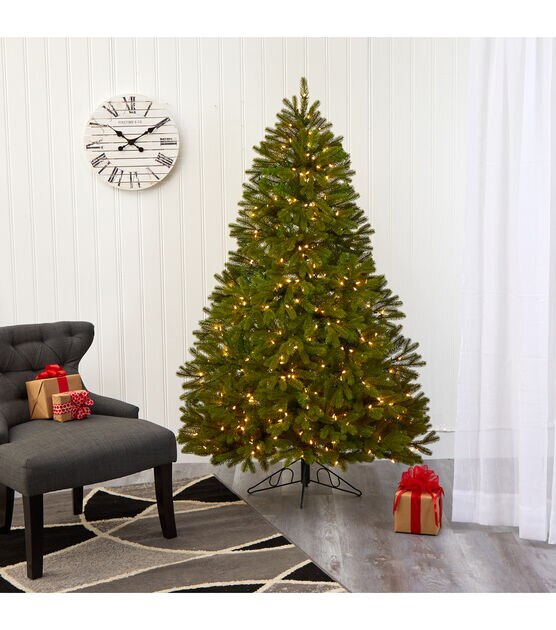 Nearly Natural 6' White Pre Lit Cambridge Spruce Flatback Christmas Tree, , hi-res, image 6