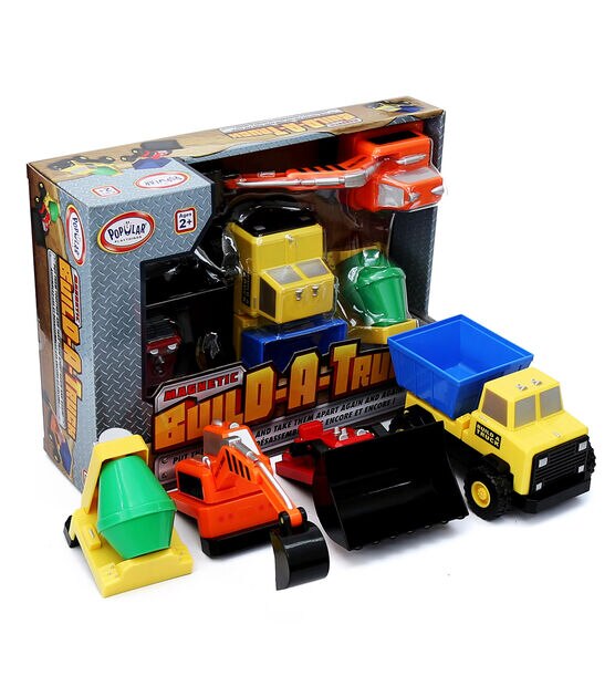 Popular Playthings 6ct Magnetic Build A Truck Construction Set