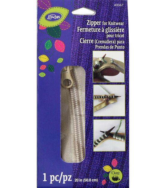 LoRan Knitwear Zip Fastener 20" Oatmeal